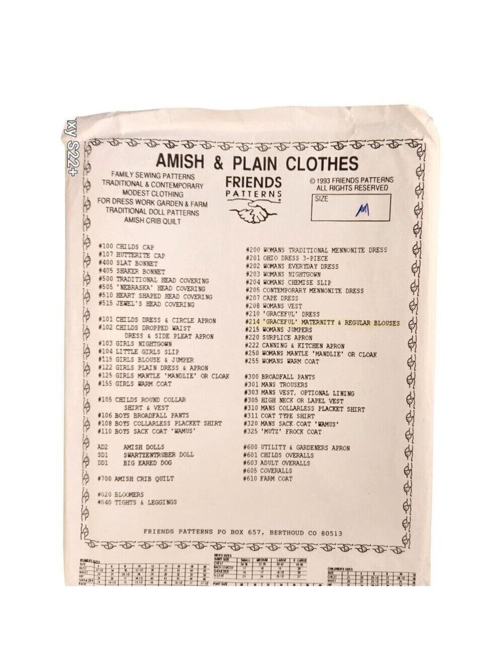 Amish Graceful Maternity Sewing Pattern By Friends Patterns Vintage 1993 Medium